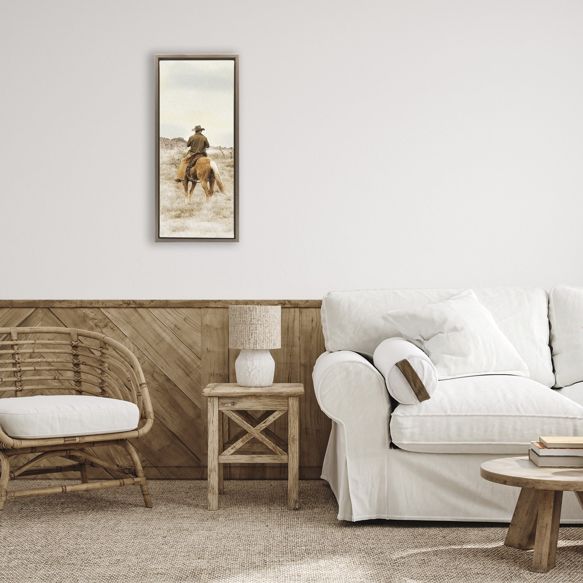 Stupell Industries Wild Wrangling Cowboy Brown Framed Floater Canvas Wall Art, design by Marcus Prime