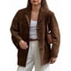 thumbnail image 1 of Chaqueta de Gamuza Y2k, Abrigo de Piel Sintética Marrón, Moda Femenina de Otoño, Abrigo de Gran Tamaño con Bolsillos Antiguos. Café L, 1 of 10