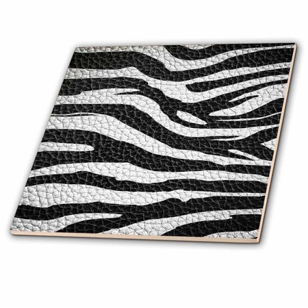 3dRose Wild Africa Two Tone Leather Look African Zebra Pattern Safari Animal Print - Ceramic Tile, 8-inch