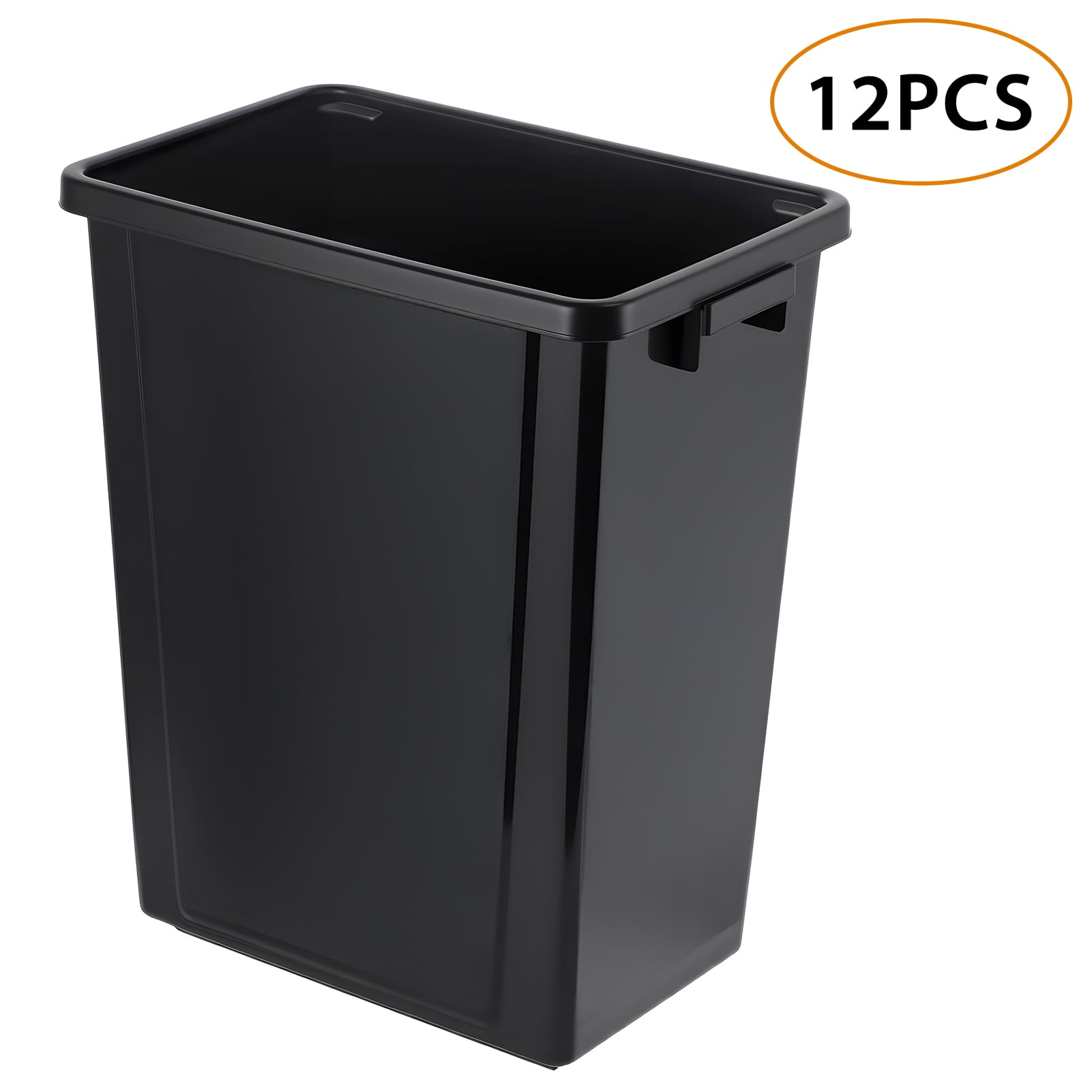 12Pcs Indoor Trash Can without Lid 10.25-Gallon Desk Side Wastebasket Black Garbage Can Fits Under Desk/Sink/Cabinet for Home Office Kitchen Use