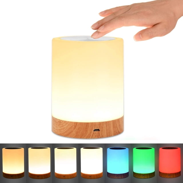 Luz nocturna, lámpara táctil para dormitorios, sala de estar, mesa portátil, lámparas de noche con batería interna recargable, regulable, luz blanca cálida de 2800 K-3100 K y cambio de color