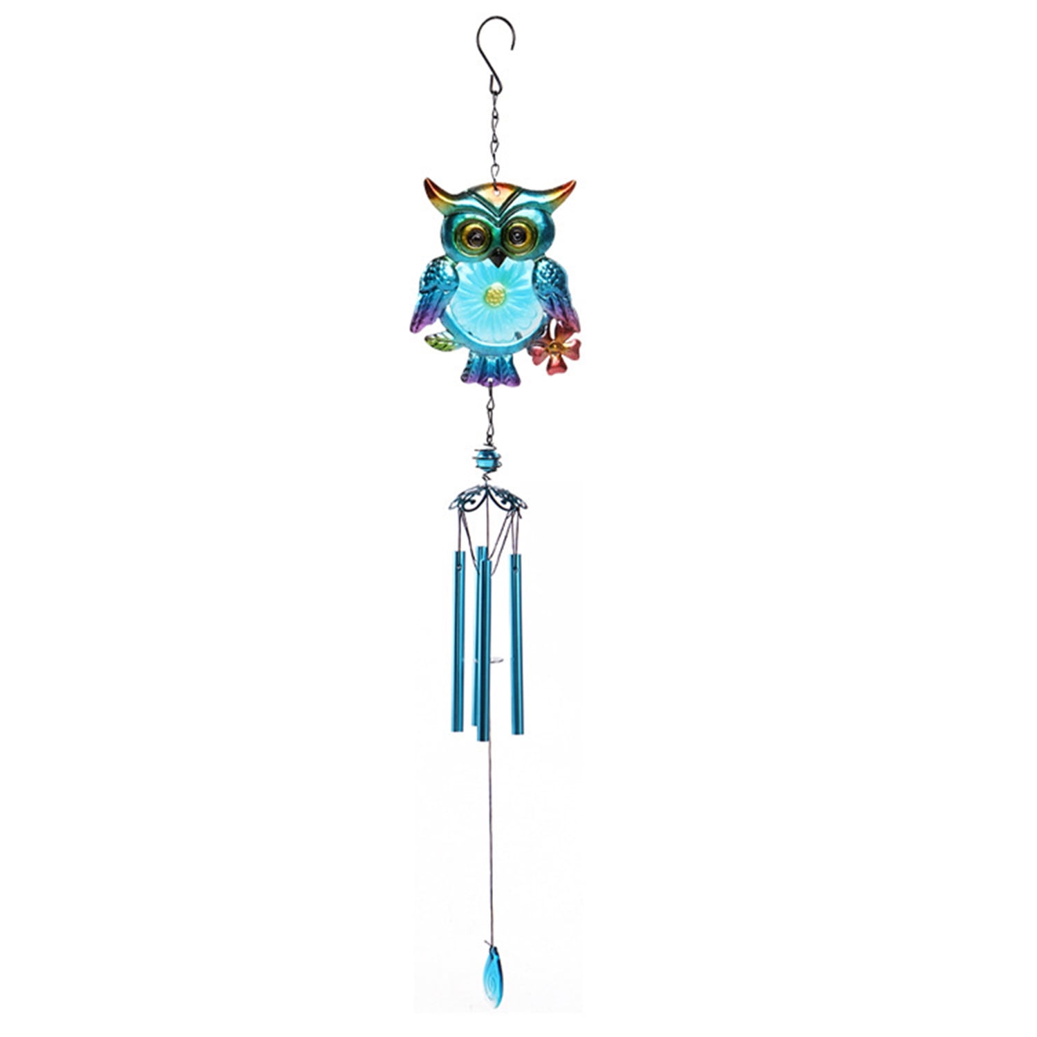 Glass Wind Chime Owl Shaped Hanging Ornament Relaxing Music Wind Chimes