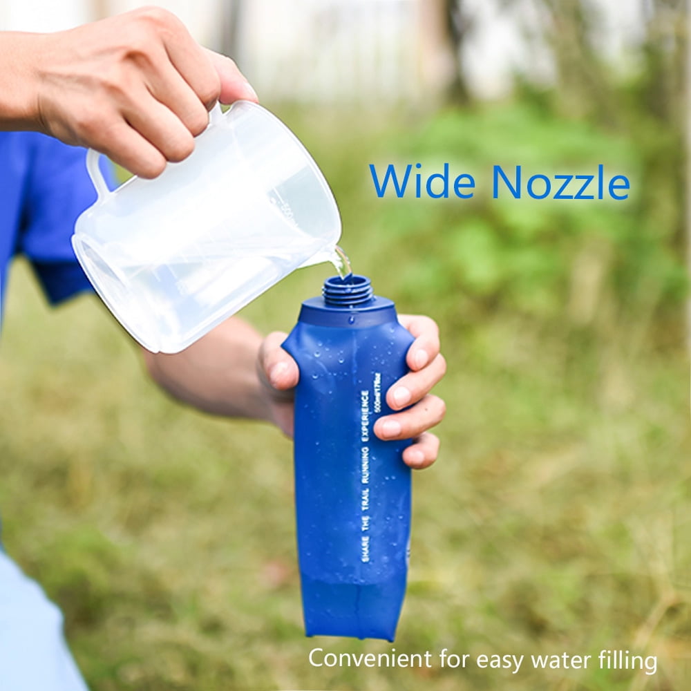500ml 2Pack of Foldable Sports BPA PVC Free Soft Running Water Kettle Soft Hiking Flask Hydration Bottle 