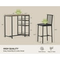 thumbnail image 6 of Dining Table Set, Lofka Bar Table Set,  Kitchen Table with 3 Shelves and2 Stools, Gray(1 Set), 6 of 10