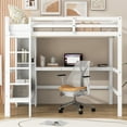 thumbnail image 2 of Euroco Wood Full Loft Bed with Storage Desk and Shelf for Bedroom, White, 2 of 12