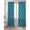 thumbnail image 2 of Sheer Curtains 96 Inches Long 2 Panels Set for Living Room, Teal Blue Stripes Semi Sheer Curtains for Windows, Simple Geometric Modern Monochrome Voile Window Treatments Rod Pocket Curtain, 2 of 7