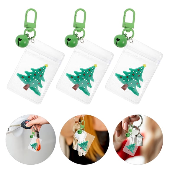 LOLIPPYY 5Pcs Xmas Tree Keyring with Jingle Bell Charm for Zipper Or Purse Accessory