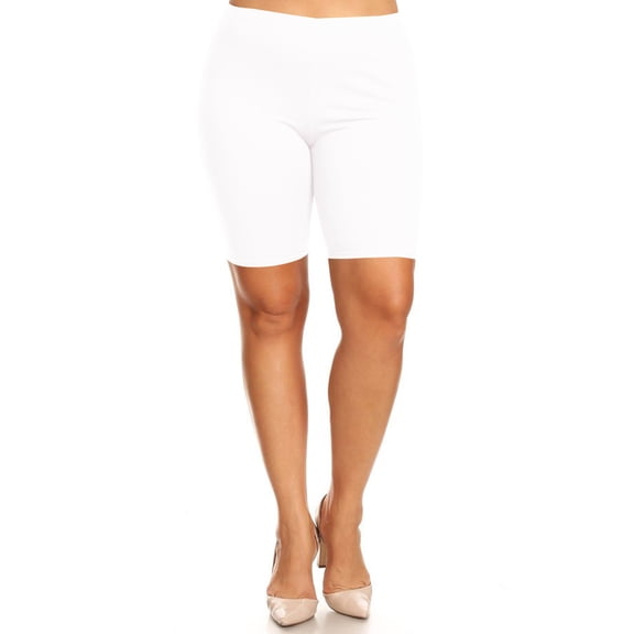 Women's Plus Size Workout Elastic High Waist Basic Active Yoga Casual Biker Shorts Pants