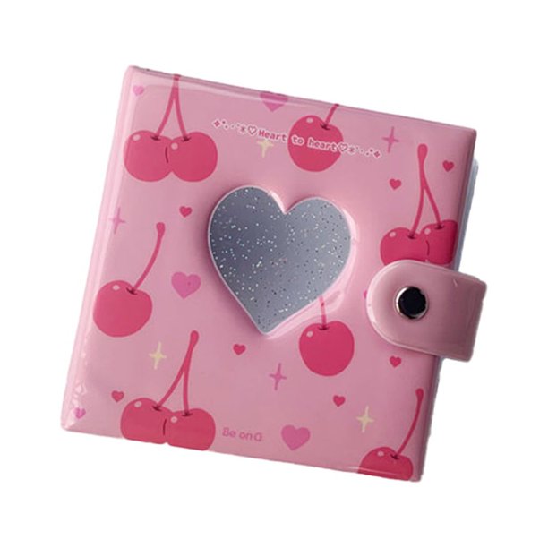 Álbum de fotos de carpeta de 3 pulgadas con agujero para colgar, corazón de amor hueco, organizador de 20 páginas, tarjeta de identificación, Almacenamiento y organización del hogar Rosado Yuarrent HA074576-01