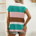 thumbnail image 6 of SELONE Women's Sleeveless Sweater Vest Summer V Neck Knitted Tank Tops Stripes Shirt Vacation Clothes Green XL, 6 of 6