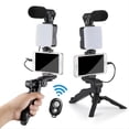 thumbnail image 2 of Kit de Vlogging pour Téléphone Intelligent avec Support de Téléphone Trépied Mini Microphone LED Démarreur de Lumière pour TikTok Diffusion en Direct Vidéo YouTube, 2 of 8