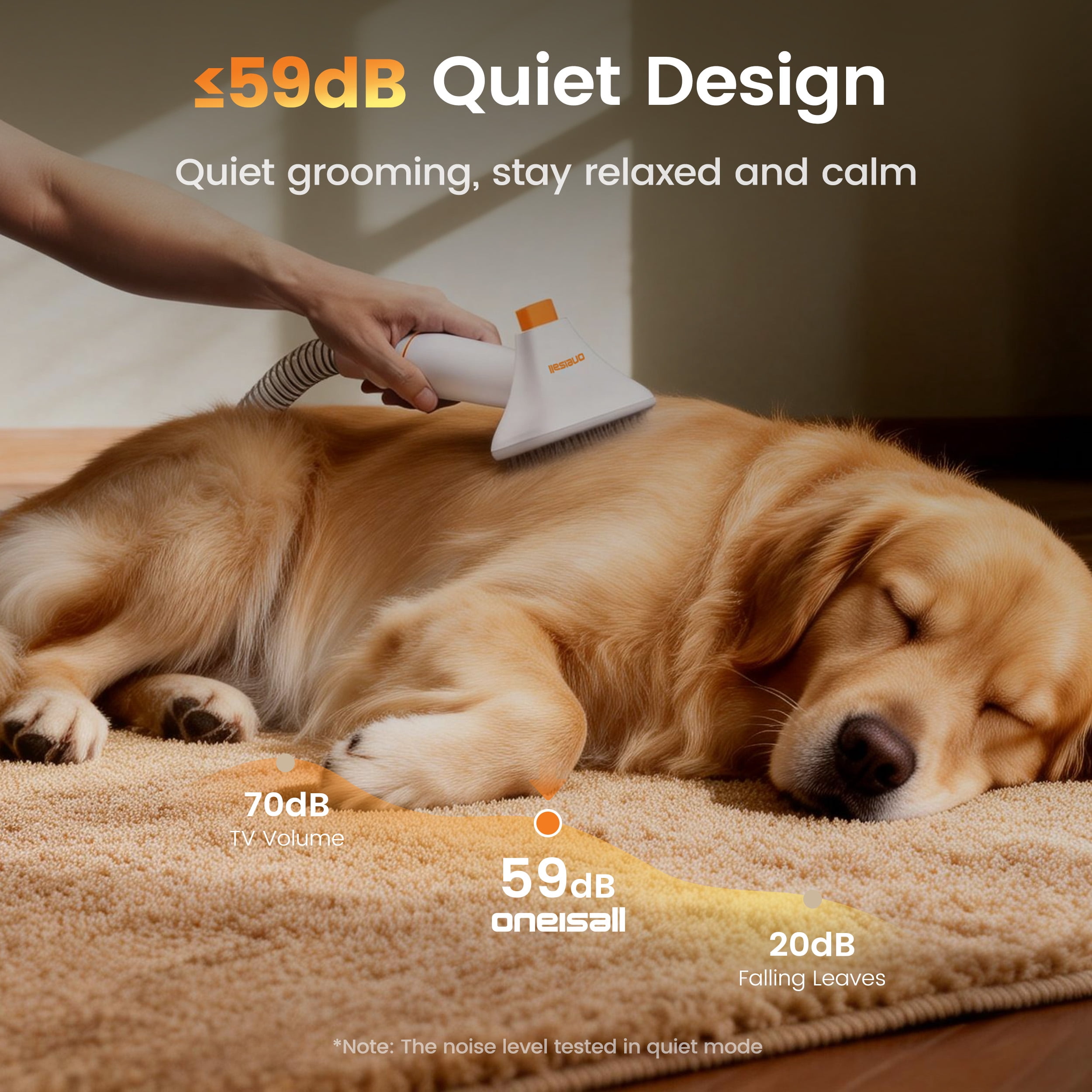 Oneisall LM6 15000Pa Dog Grooming Vacuum for Shedding 99% Pet Hair, 9-in-1 400W Dog Grooming Kit with 2L Dust Cup & Grooming Tools, Pet Hair Vacuum Cleaners for Home, Orange