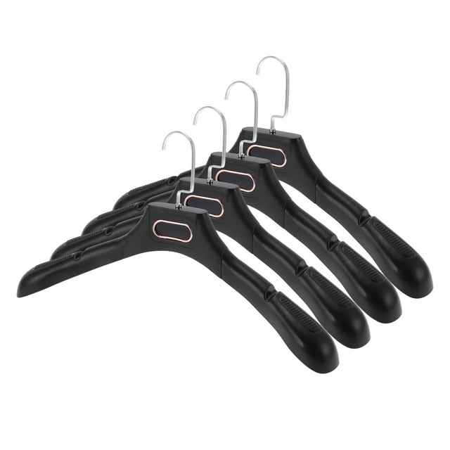 Perchas de armario ligeras de 4 piezas con gancho plano, percha de prendas en tono negro y dorado
