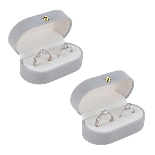 2X Caja de Anillo de Par de Seda de Terciopelo Caja de Anillo de Boda Caja A