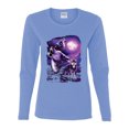 thumbnail image 2 of Fantasy Wolf Howling at The Full Moon Animal Lover Womens Graphic Long Sleeve T-Shirt, Light Blue, Small, 2 of 3