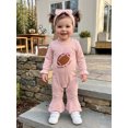 thumbnail image 6 of RUINIXCW Newborn Baby Girl Football Outfit Infant Baby Girl Pink Romper Spring Fall Winter Clothes Embroidery Rugby Bow Long Sleeve Jumpsuit Headband, 6 of 9