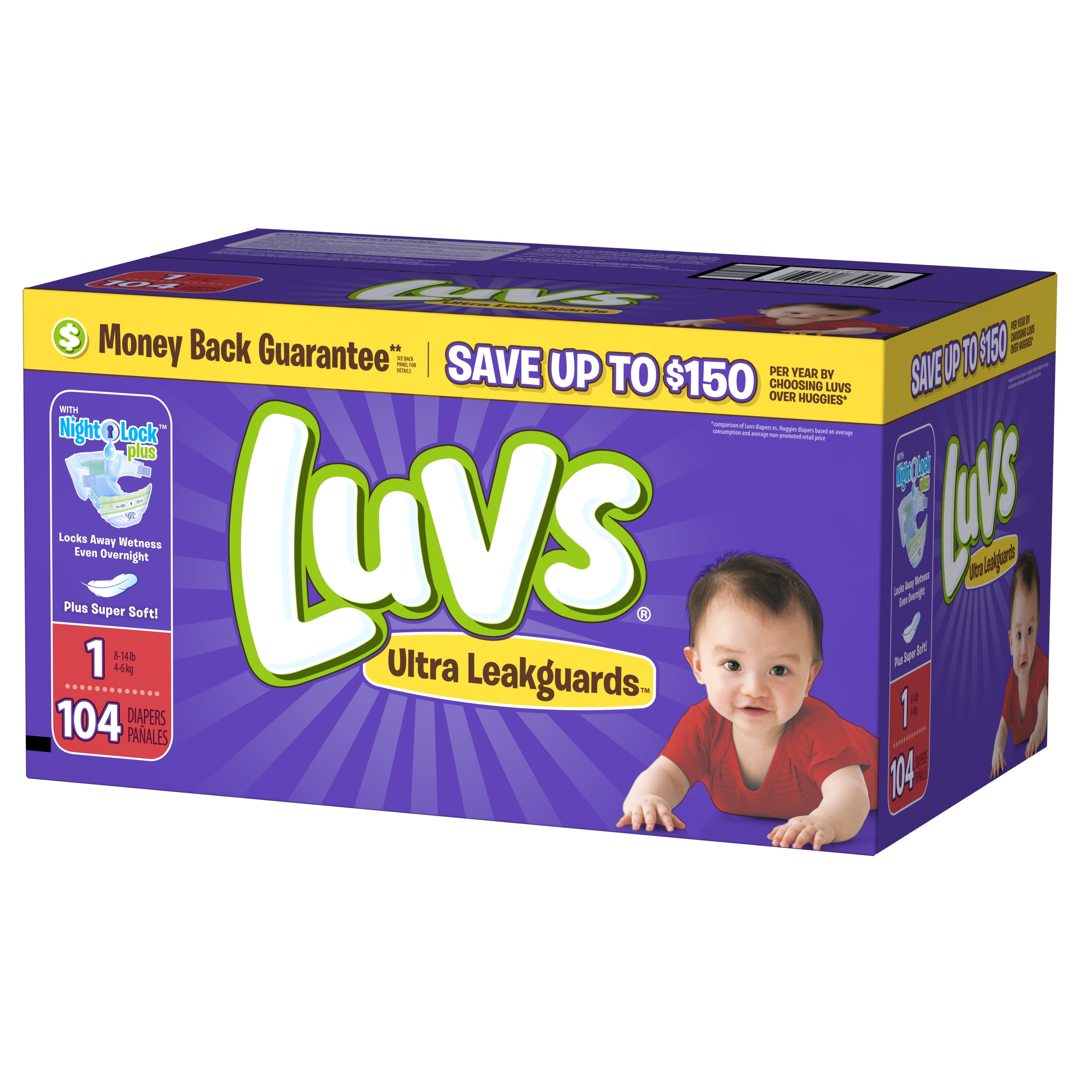 Luvs Ultra Leakguards Newborn Diapers Size 1 104 count ...