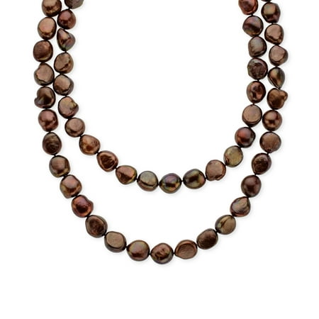 Honora 36-inch Chocolate 10.5-11.5 mm Baroque Freshwater Pearl Strand Necklace with Sterling Silver Clasp