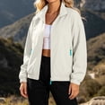 thumbnail image 7 of Women's Windbreaker Jackets without Hood Full Zip Stand Lapel Collar Windproof Waterproof Nylon Fall Coat (M, Beige), 7 of 7