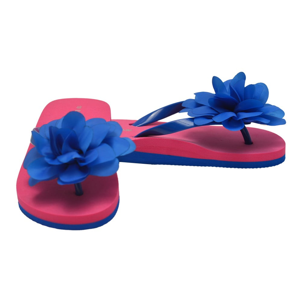 Sophias Style - Little Girls Royal Blue Organza Flower Flip Flops ...
