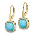 thumbnail image 2 of 14k Turquoise and Diamond Leverback Earrings, 2 of 4