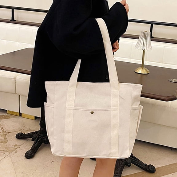 Wowcloth Women's Casual Large Capacity Tote Canvas Bag with Lining, Versatile Bohemian Style for Commute, Work and Outing in Spring and Summer