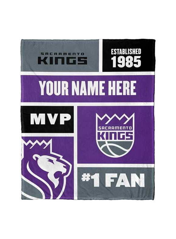 Sacramento Kings NBA Colorblock Personalized Silk Touch Throw Blanket