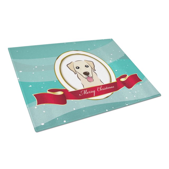 Tabla de cortar de vidrio grande multicolor Caroline's Treasures BB1562LCB Golden Retriever Feliz Navidad