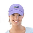 thumbnail image 5 of DALIX Colorful Happy Hat Mens Womens Embroidered Baseball Cap in Lavender, 5 of 6