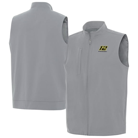Men's-Antigua Gray Ryan Blaney Regard Full-Zip Vest