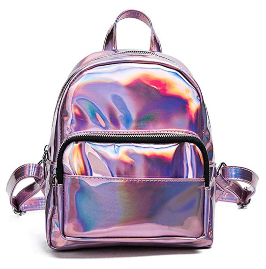 Women Hologram Leather Backpacks Teenagers Students Zipper Shoulder School Fashion Rucksack Casual Daypack