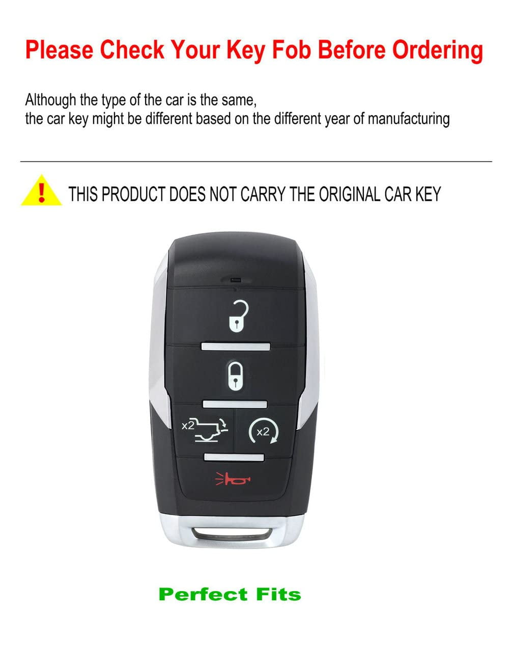for Ram Key Fob Cover Case Metal Shell Smart Key Holder Protector Compatible for 2019-2024 Dodge Ram 1500 2500 3500 5 Button