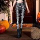 thumbnail image 2 of Gibobby Leggings gluteos deportivo Leggings yoga con estampado digital para disfraz Halloween a la moda para mujer（Plateado， L), 2 of 4