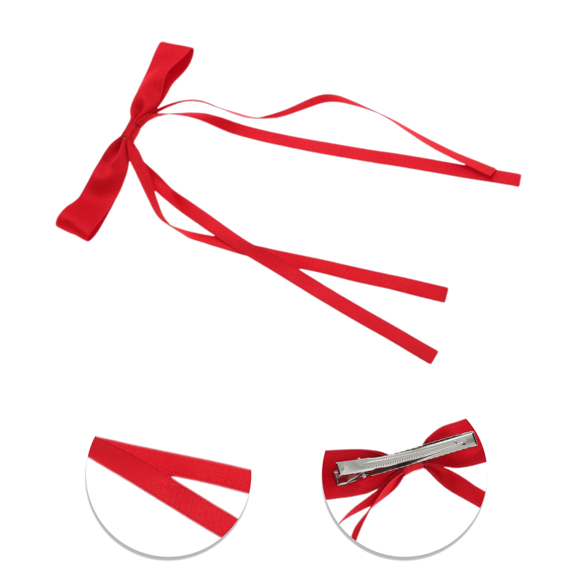 Unique Bargains Stylish Hair Accessory Double Bow Hair Clips Red