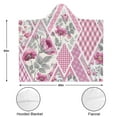 thumbnail image 3 of Wearable Blanket,Pioneer Flower Floral Print Pattern Hooded Wearable Flannel Blanket for Adults & Teens with Buckle,Winter Poncho Shawl Wrap Cape,50"x60", 3 of 5