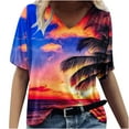 thumbnail image 1 of Birdeem T-Shirt Décontracté à Col en V pour Femmes Printemps et Été, Manches Courtes Imprimées, 1 of 1