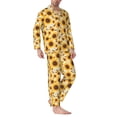 thumbnail image 2 of Lsque Brown Leaf Pattern Sunflower Pattern Long Sleeve Pajama Set for Men - Soft 2-Piece Sleepwear and Loungewear Set with Pockets, Comfy Nightwear-XX-Large, 2 of 7
