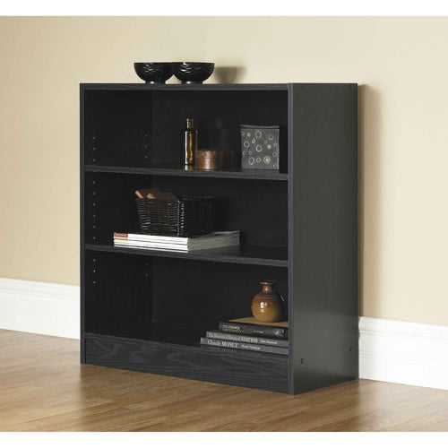 Mainstays 32 3 Shelf Wide Bookcase Black Oak Walmart Com Walmart Com