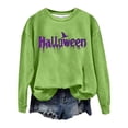 thumbnail image 2 of Green Women's Oversized Sweatshirts Halloween Witch Sweatshirt Women Season Sweatshirts Halloween Bat Long Sleeve Fall Crewneck Pullover Tops Hoodies for Women Trendy, 2 of 4