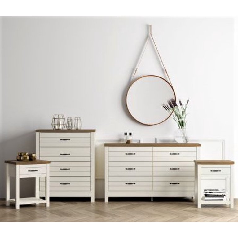Lancaster Farmhouse Oak Top 1 Drawer Nightstand Set Of 2 Ivory Com Lancaster Farmhouse Oak Top 1 Drawer, Ivory Mirror Front Nightstand