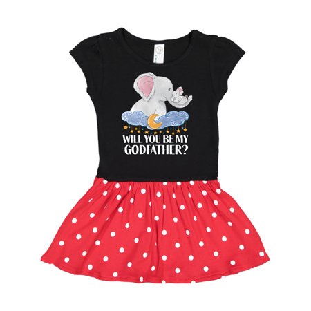

Inktastic Will You Be My Godfather Elephants Moon and Stars Gift Toddler Girl Dress