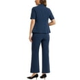 thumbnail image 3 of INSPIRE CHIC Women's Business Office Suit Set One Button Short Sleeve Blazer and Suit Pants XS Dark Blue, 3 of 5