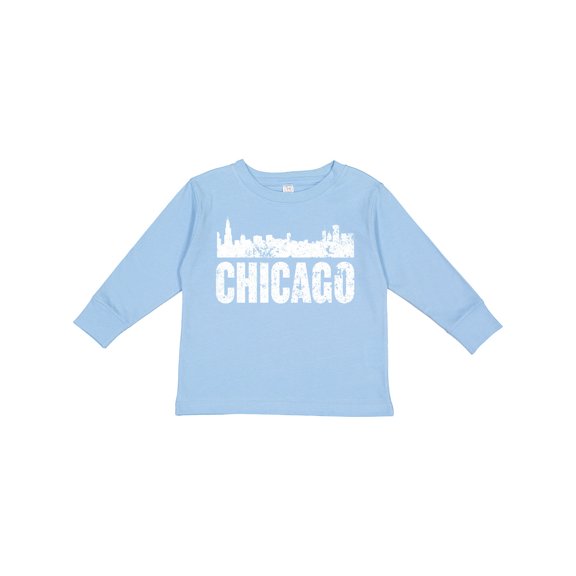 Inktastic Chicago Skyline Grunge Boys or Girls Long Sleeve Toddler T-Shirt