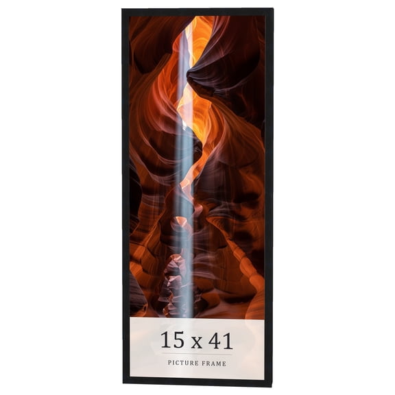 15x41 Frame Black Real Wood Picture Frame Width 0.75 inches | Interior Frame Depth 0.5 inches |