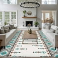 thumbnail image 4 of Teal Black Boho Area Rug 5x7 Washable Rug Non Slip Vintage Ethnic Tribe Abstract Art Retro Large Area Rug Soft Stainresistant Indoor Floor Carpet for Living Room Bedroom Home Office Dining Room, 4 of 8