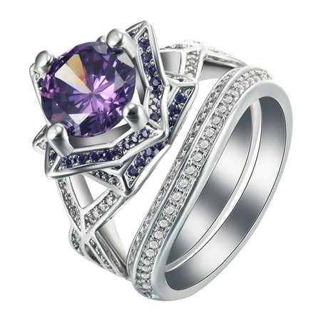 layla purple flower engagement wedding band ring bridal set glk collection - Purple Diamond Wedding Ring layla purple flower engagement wedding band ring bridal set glk collection - Purple Diamond Wedding Ring