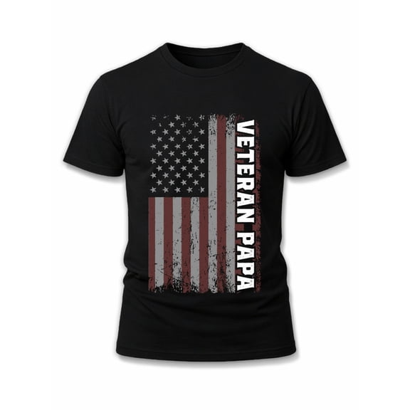 Greenink Veteran Papa USA Flag Tee mens graphic t shirts black graphic tees top Spring and summer outdoor wear Basic Unisex Shirt Cotton tshirts