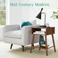 thumbnail image 3 of Best Choice Products Set of 2 Mid-Century Modern End Tables w/ Cubby Storage, Lower Shelf, Offset Legs - Walnut, 3 of 8