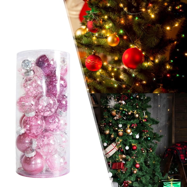 Adornos navideños BLESIY 24 piezas bolas colgantes de arbol Rosa