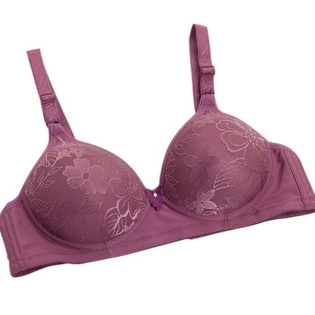 

New Women Thin Brassiere Wireless 3 Row 3 Hoops Breathable Embroidered Push Up Bra